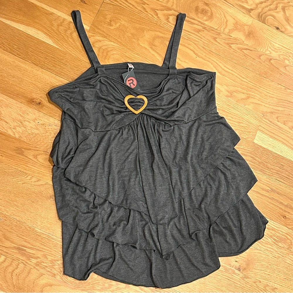 NWT RoseGal Gray Ruffled Top